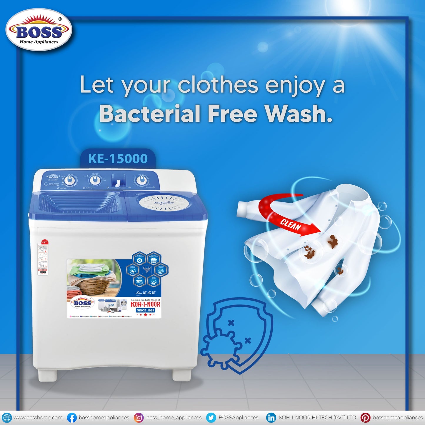 Boss Large Capacity Washing Machine 15000-BS-S (Steel Spiner)